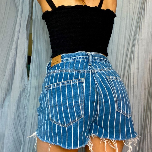 American Eagle Blue and White striped cutoff shorts💙🤍 - Picture 2 of 4